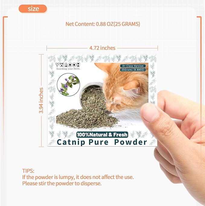 Premium Catnip for Cats & Kittens – Cold-Processed, High Potency Nepetalactone, 100% Pure Organic Leaf-Only Catnip for Toys, Scratchers, Refills, Stimulates Play & Protects Furniture - 25g