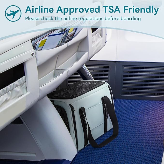 PETSFIT Cat Car Carrier for Small/Medium Cats Dogs, 18"x11"x11" Airline Approved Cat Carrier, with Patent Safety Buckles and Escape-Proof Zipper - Safeguarding Car Travel, Airplane, Vet, Outdoor