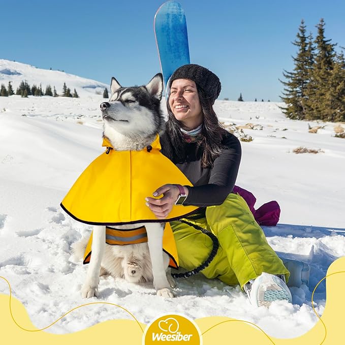 Weesiber Dog Raincoat, Adjustable Waterproof Dog Rain Jacket Poncho with Reflective Strip and Leash Hole, Lightweight Pet Rain Coat for Small to X-Large Dogs (XL, Yellow)