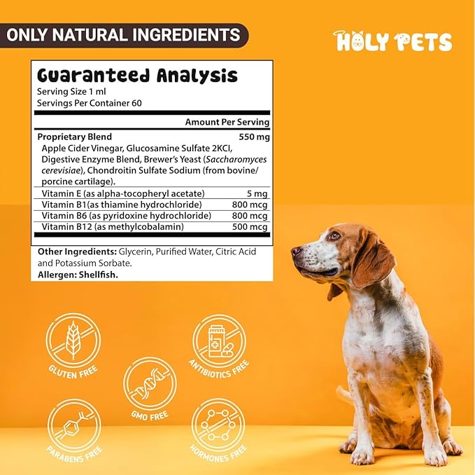 Flea & Tick Oral Drops for Dogs & Cats – Natural Herbal Supplement with B Vitamins – 2 oz, 60 Servings – Safe for All Breeds – Made in USA
