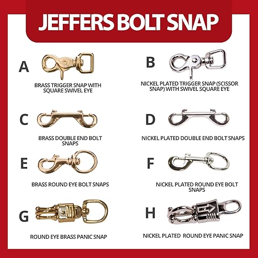 Jeffers Solid Brass Trigger Snap with Square Swivel Eye – Heavy Duty Zinc Plated Clip for Tack, Dog Leash, Rope, Horse Tack, Farm, Pet, Backpack, Hardware, Home Use - Brass A, 5/8" - 4 Pack