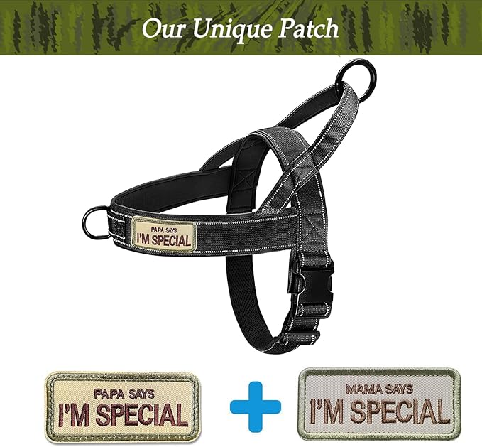 Dog Harness, No Pull Reflective Adjustable Harness for Medium Large Dogs, Escape Proof, Lightweight, Breathable, Oxford Nylon, 360° Chest Strap, Back Control Handle, Black M