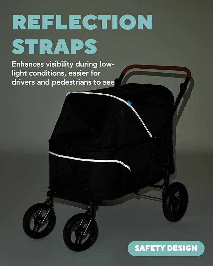 Pet Stroller for Large Dogs up to 110lbs, Large Pet Stroller for Multiple Pets, All-Terrain with Adjustable Handle & Mesh Dual-Window, 1680D Waterproof Oxford Fiber