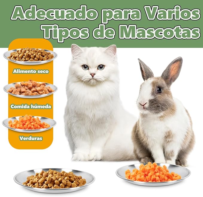 6-Pack Stainless Steel Cat Food Bowls ā Shallow Whisker-Friendly Non-Slip Silicone Base,Easy to Clean Indoor Feeding Dishes(6.7")