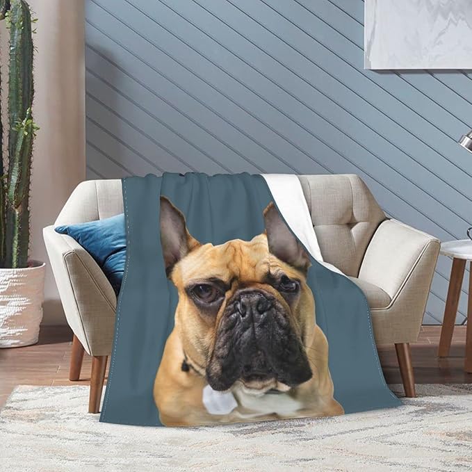 Funnylife Custom Pet Portrait Blankets 60" x 80" Personalized Dog Photo Blanket for Dog Dad & Mom Gifts for Pet Owner