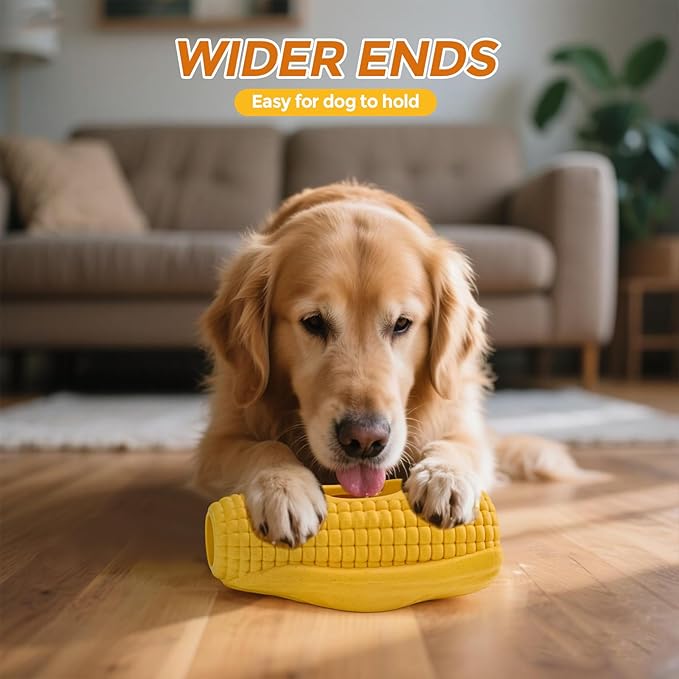 Interactive Dog Frozen Treat Toy, Dog Enrichment Toys for Large Dogs, Indestructible Dog Toys to Keep Them Busy, Corn Shape