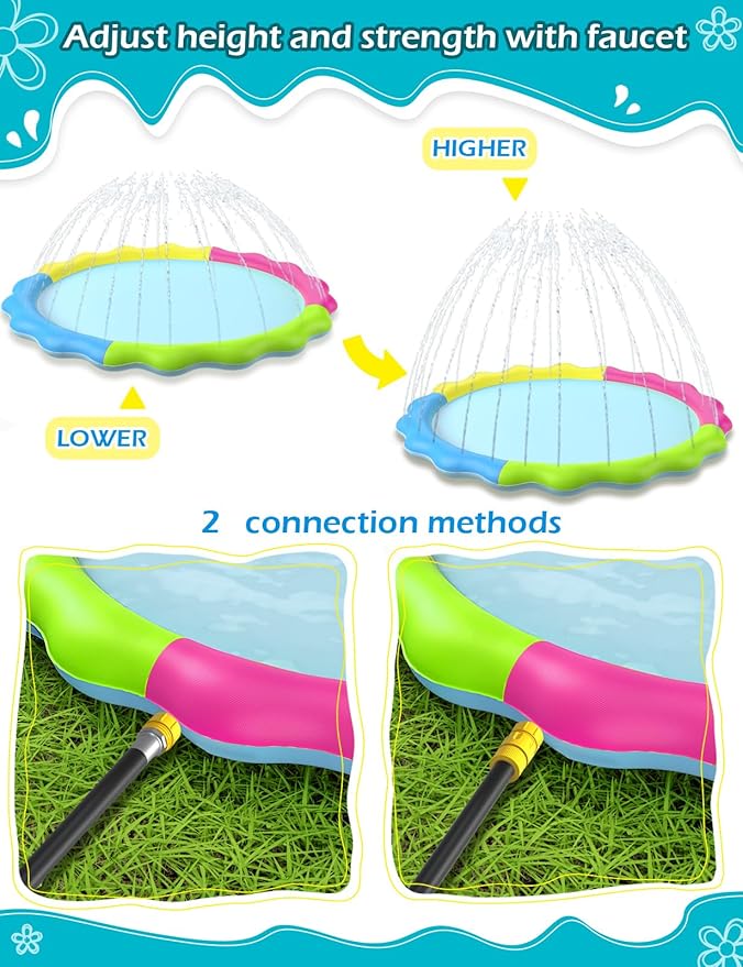 Kids Dog Splash Pad Sprinkler - Jasonwell Non Slip Dog Sprinkler Pad Splash Pool Puppy Dogs Pool Summer Outdoor Water Toys Backyard Durable Splash Pad for Toddlers Kids Small Medium Large Dogs Pet