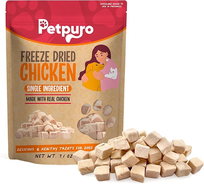 Freeze Dried Chicken Cat and Dog Treats 14.2 OZ – Single Ingredient Chicken Meat High Protein, Bite-Sized Pet Training Snacks or Food Topper for Small Dogs Cats