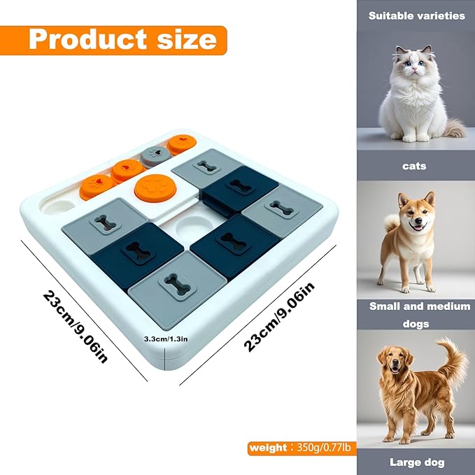 Durable Dog Puzzle Toy and Slow Feeder - Tough Dog Toys with Squeaky Sounds, Interactive Pet Toys for Small and Large Dogs to Keep Them Busy, Includes Food Dispensing Feature