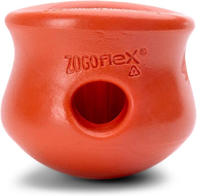 WEST PAW Toppl Durable Dog Treat Puzzle Toy for Small to Medium Dogs- Engaging Interactive Chew Toy for Mental Stimulation, Slow Feeding- Quarter Cup Capacity - Cardinal Red, Small