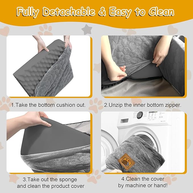 Dog Car Seat for Small/Medium Dogs, Memory Foam Dog Booster Seat, Travel Safety Per Car Seat with Washable Removable Cover, Storage Pockets for Dogs up to 35 lbs(Gray)