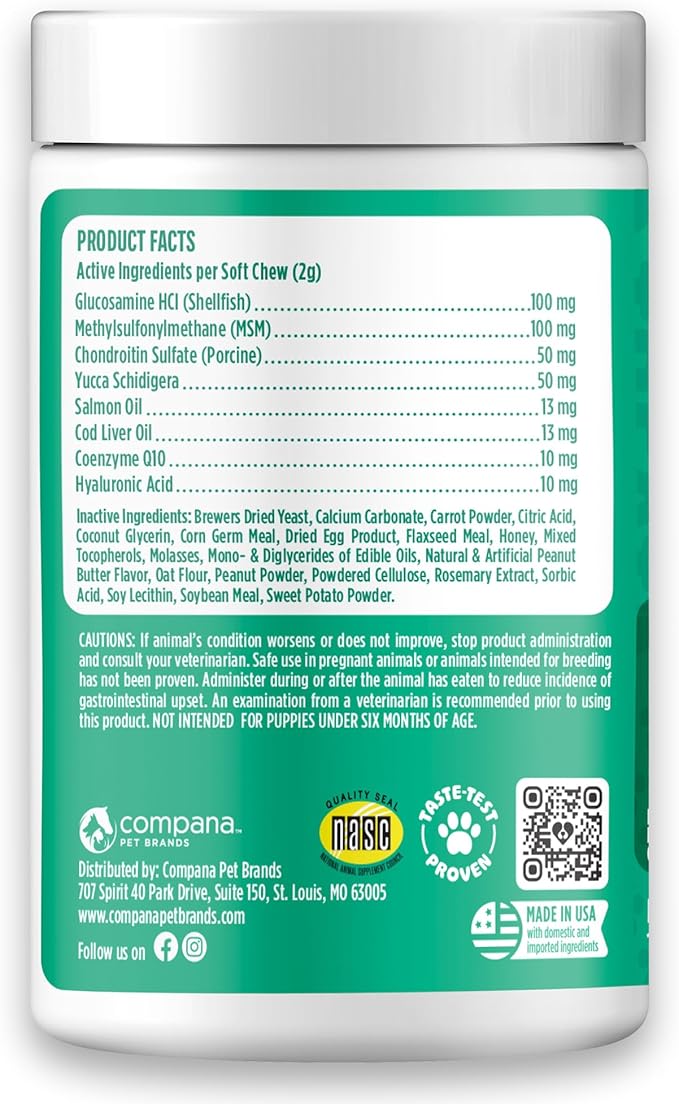 Doggie Dailies, Hip and Joint Supplement for Dogs, Glucosamine Chondroitin, Premium Hip and Joint Chews for Dogs All Breeds & Sizes, Dog Vitamins and Supplements, (Peanut Butter) 225 Chews