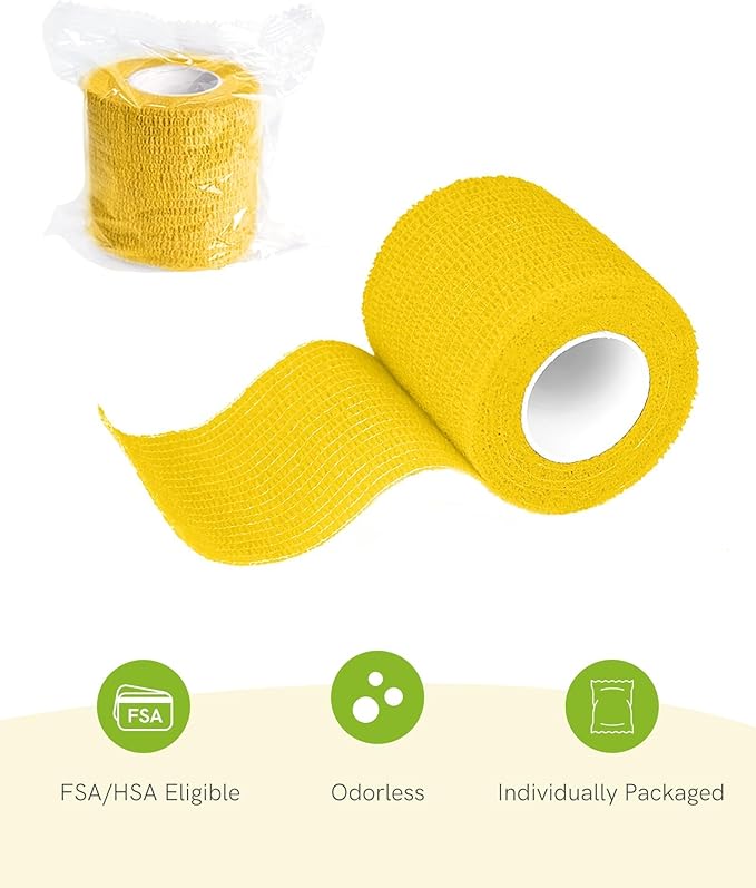 FriCARE Self Adhesive Bandage Wrap, Medical Tape in First Aid Kit, Cohesive Bandages for Wounds Sport Vet, 2 Inches X 5 Yards 6 Rolls, Fresh
