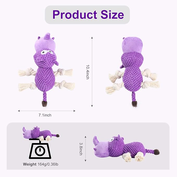 Squeaky Plush Interactive Toy for Large Dogs - Stuffed Toys for Aggressive Chewers, Puppies, Teething - Durable Chew Toy for Boredom and Stimulation