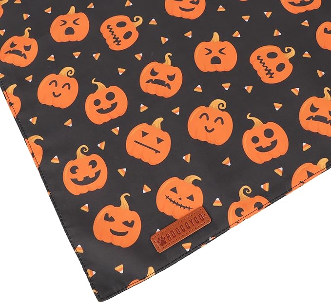 ADOGGYGO Halloween Dog Bandanas 2 Pack, Reversible Pumpkin Ghost Scarf, Premium Fabric, Adjustable Fit Orange Black Halloween Bandanas for Extra Large Dogs (X-Large)