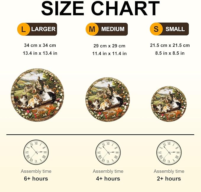 KAAYEE Wooden Puzzles for Adults, Kitten Manor Puzzles, 270 Piece Unique Animal Shape Puzzle, Cat Wood Puzzle for Adults, Creative Gifts for Cat Lover/Friends/Family, Home Decor(13.4 * 13.4in)