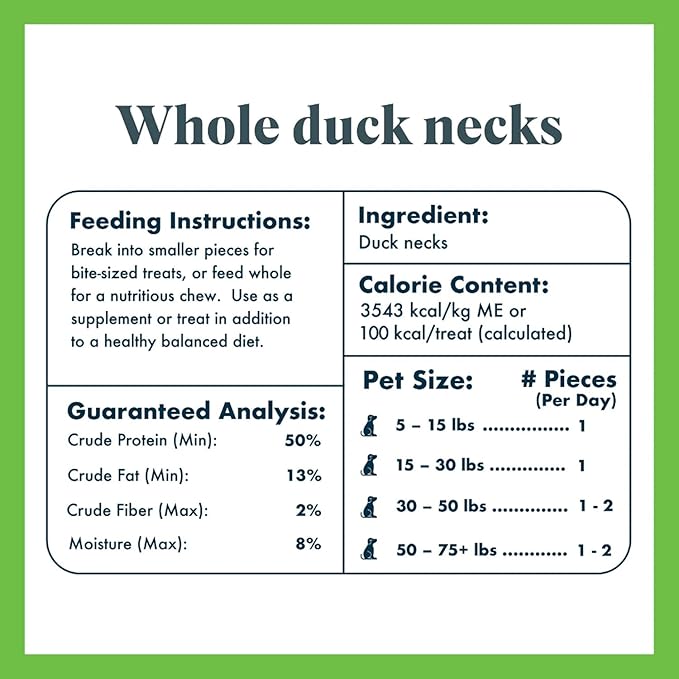 King Lou Duck Treats – Whole Dehydrated Duck Necks for Dogs and Cats – Single Ingredient Crunchy Chews – Protein-Rich Collagen Snacks – 60 Count