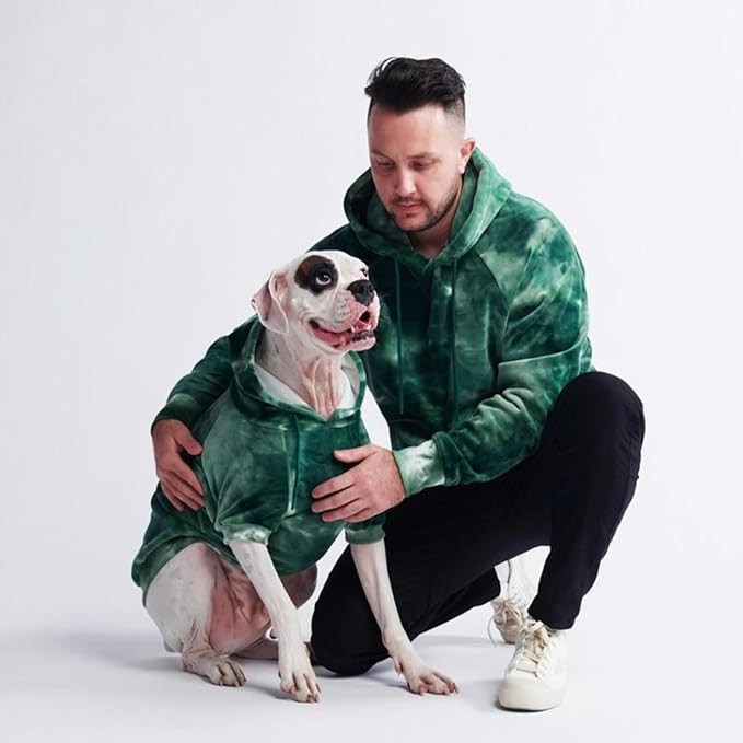 Spark Paws Dog Hoodie – Premium Dog Sweater for Small, Medium, and Large Dogs | Warm Outfits for French Bulldogs, Pitbull, Puppy, Winter Jacket Alternative - Green Skydye, 2XL