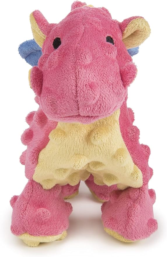 goDog Bubble Plush Dragons Squeaky Dog Toy, Chew Guard Technology - Coral, Small