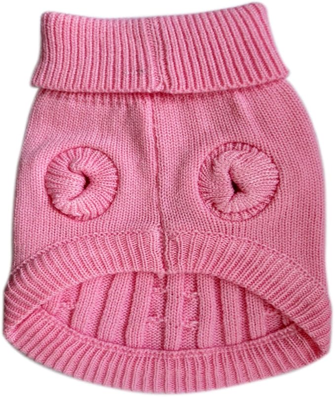 Tangpan Turtleneck Classic Straw-Rope Pro Pet Dog Sweater Apparel (Pink,M)