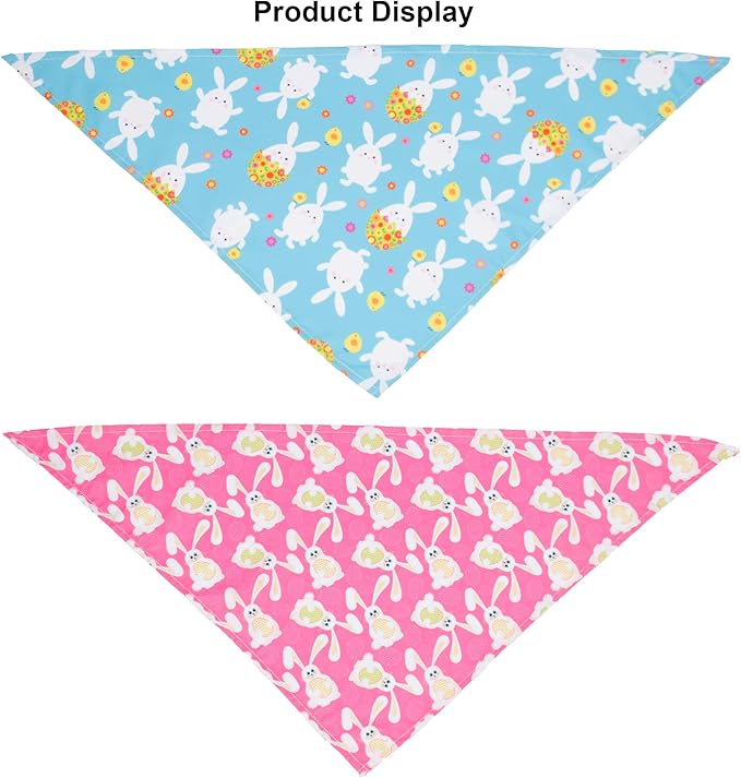 ADOGGYGO 4 Pack Easter Dog Bandana Triangle Dog Scarf Rabbit Easter Egg Pattern Pet Bandana for Small Dogs Pets (Small)