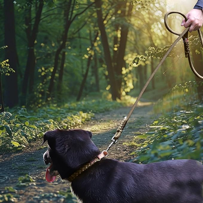 Heavy Duty Dog Leash- 6 FT Handmade Rope with Rotating Metal Clip, No Pull Training Slip Lead Comfortable for The Strong Large Medium Pets (Heavy Duty Dog Leash (Green), 6 FT Dog Leash)