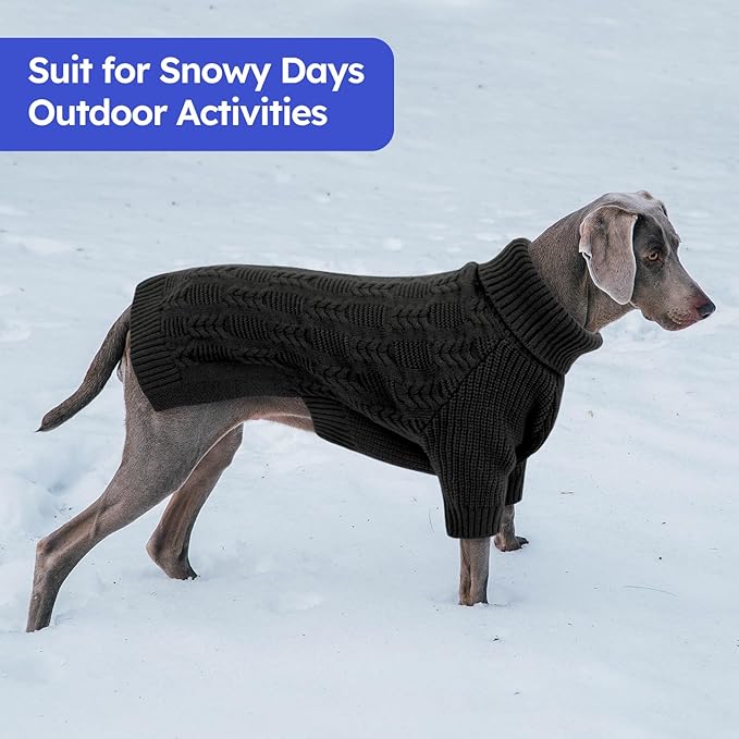 ASENKU XXXL Dog Sweater,Big Dog Sweaters for Extra Large Dogs Girl Boy, Pullover Turtleneck Knitted Sweatershirt Pet Winter Apparel for Doberman,Great Dane (Grey, 3XL)