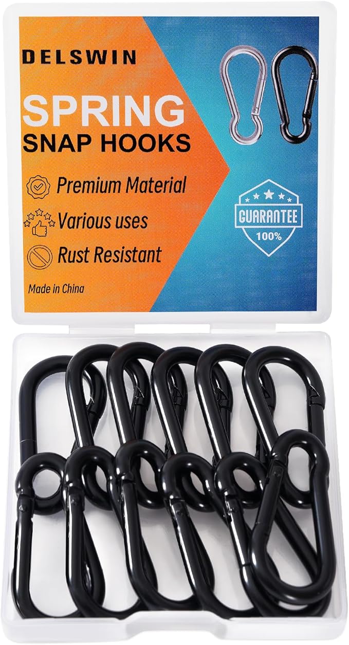 12 Pcs Carabiner Clip Spring Snap Hook - M4 1.57 Inch Heavy Duty Snap Hooks Quick Link for Bird Feeders or Dog Leash & Harness, 110 lbs Capacity
