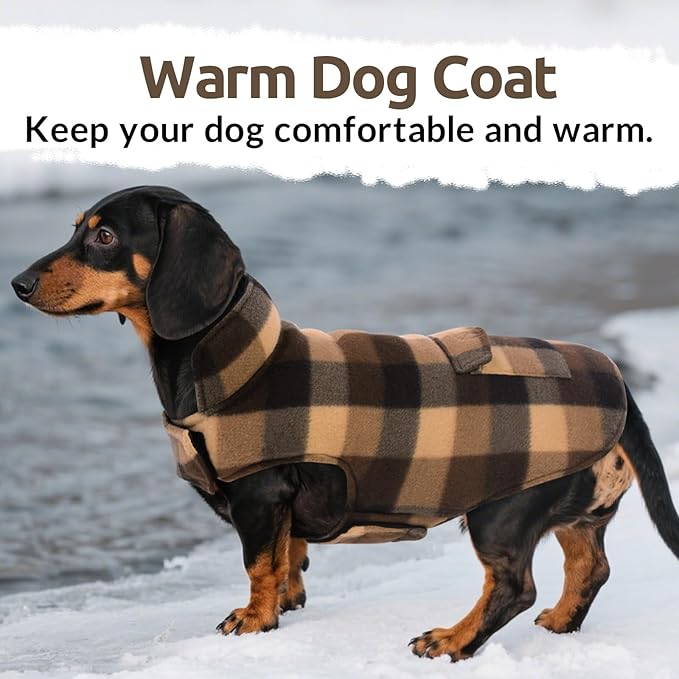 ASENKU Dog Winter Jacket Plaid Reversible Vest, Waterproof Dog Coat for Cold Weather, Perfect for Small to Large Dogs (Coffee, XL)