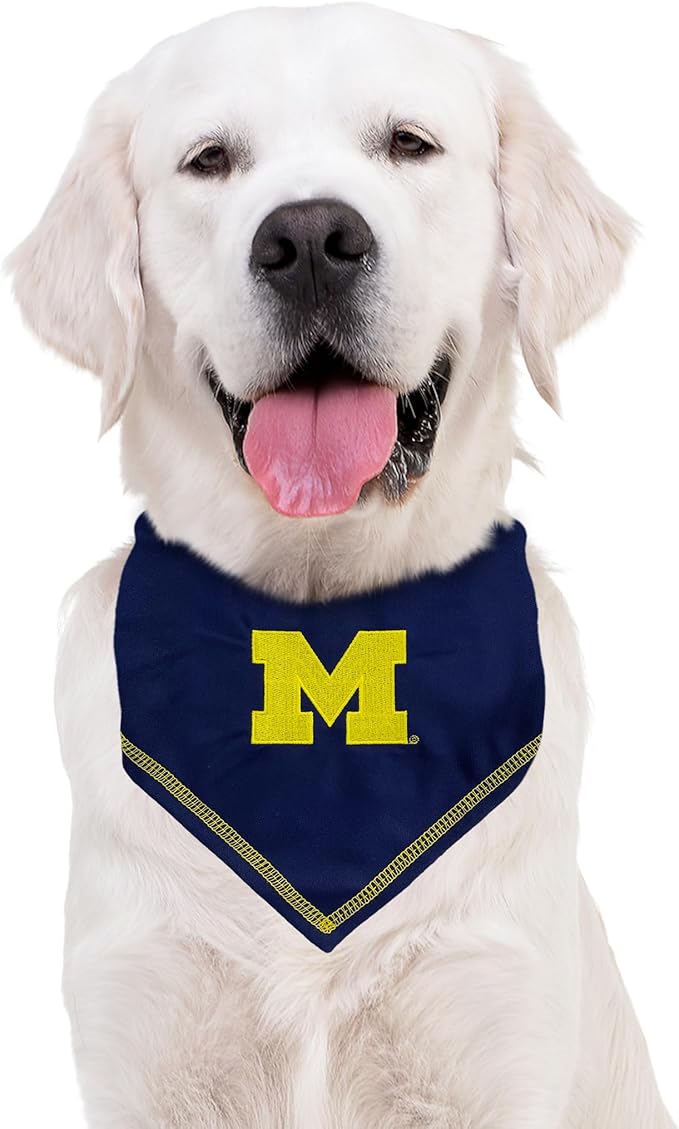 Pets First NCAA Michigan Wolverines Tie Bandana, Large/x-Large. Dog Bandana Scarf Bib for Pet Cat Dog. The Ultimate Game-Day, Party Bandana (MI-3550-L-XL)