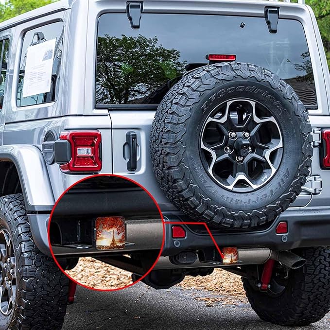 2" Receiver Hitch Cover Eiffel Tower, Paris Autumn Maple Leaves Eiffel Tower Sturdy Rubber Hitch Covers Towing Receiver Hitch Plug Cover Truck Trailer Hitch Accessories for Men Women, Fall Red