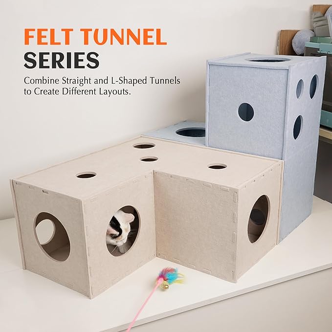 PETKARAY Felt Cat Puzzle Toy, Interactive Cat Toys for Indoor Cats, Interactive Maze for Kitten Felt Puzzle Box with Ball, Grey