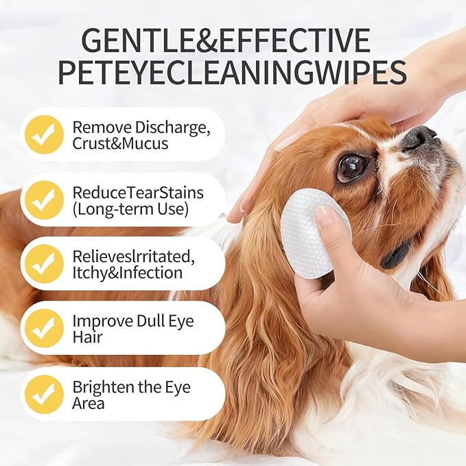 MIOSSZI 130 PCS Pet Eye Wipes for Dogs & Cats Tear Stain Remover Wipes for Dog Eyes Wipes Gently Remove Tear Stain, Debris, Discharge Hypoallergenic Cat Eye Wipes Pet Cleaning for Eyes Grooming Wipes