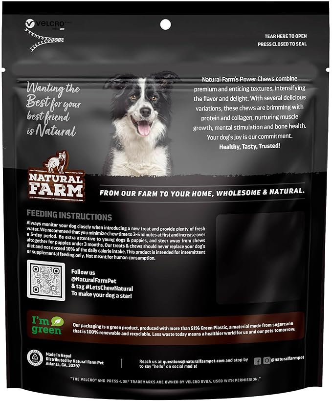 Natural Farm Power Bully Sticks Dog Chews (6”,15-Pack), 2-in-1 Power Chews: Premium Beef Cheek Wrapped in Beef Pizzle, Long-Lasting, Great Dog Dental Treats for Small, Medium & Large Dogs