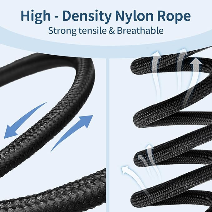 6FT Rope Dog Leash for Medium Large Dogs, Tangle-Free with 360° Swivel & Auto-Locking Aviation Aluminum Carabiner, Thick Nylon Training Lead for Walking, Hiking, Running (Black)