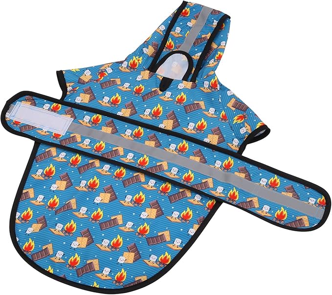 HDE Dog Raincoat Jacket Reflective Adjustable Hooded Pet Poncho Rain Coat with Leash Hole for Small to X-Large Dogs Happy Camper - XL