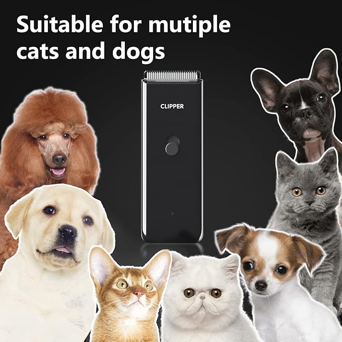 Black Dog Cat Clippers, Home Professional Cordless Cat Grooming Tools for Dog Thick Coat Clippers, Low Noise Pet Hair Trimmer Kits with 9-Pieces