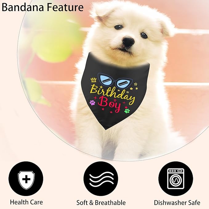 Dog Birthday Bandana, Triangle Dog Bandanas Party Supplies Bandanas Boy Girl Dogs Birthdays Gift Plaid Bibs Scarf Adjustable Accessories for Small Medium Large Puppy Pet