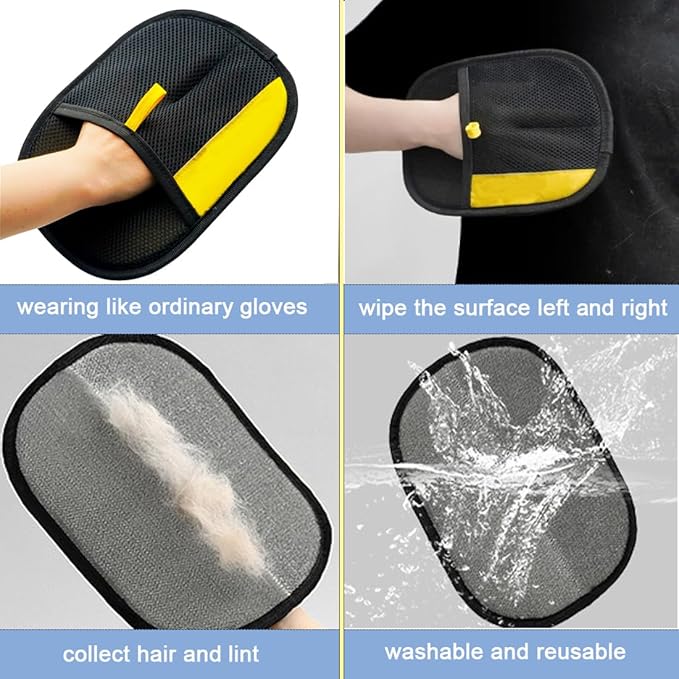 MERRYGOLD 2PCS Pet Hair Removal Glove for Cats and Dogs, Electrostatic Pet Hair Remover Glove, Reusable Magic Brush Pet Hair Remover for Bed, Clothing, Couch, Carpet, Car Seat