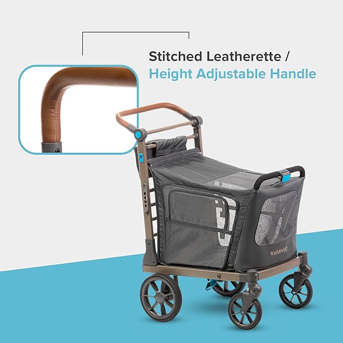 Wadabuggy Pet XL Foldable Cart - Adjustable & Portable Pet Stroller with Caddy, Shopping Basket, Foam Filled Rubber Wheels & Storage - Carriage for Small & Medium Dogs, Cats Under 75 lbs