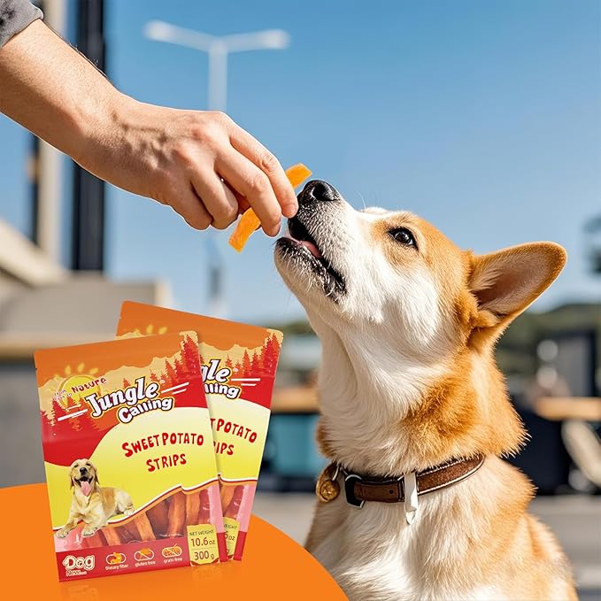 Jungle Calling Sweet Potato Dog Treats,Low Fat Natural Soft Chews for Weight Management, Single Ingredient and Grain Free Healthy Snacks Puppy Adult Dogs,10.6oz