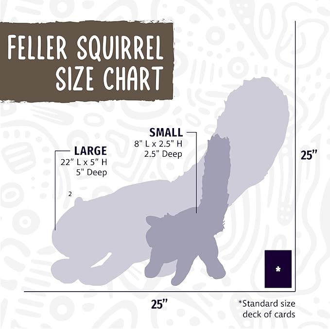 HuggleHounds Plush Dog Toy - Fuzzy Dog Toy, Squeaky Soft Fleece, Interactive Durable Stuffed, for Small and Large Breeds with Squeaker - Feller Squirrel, Small