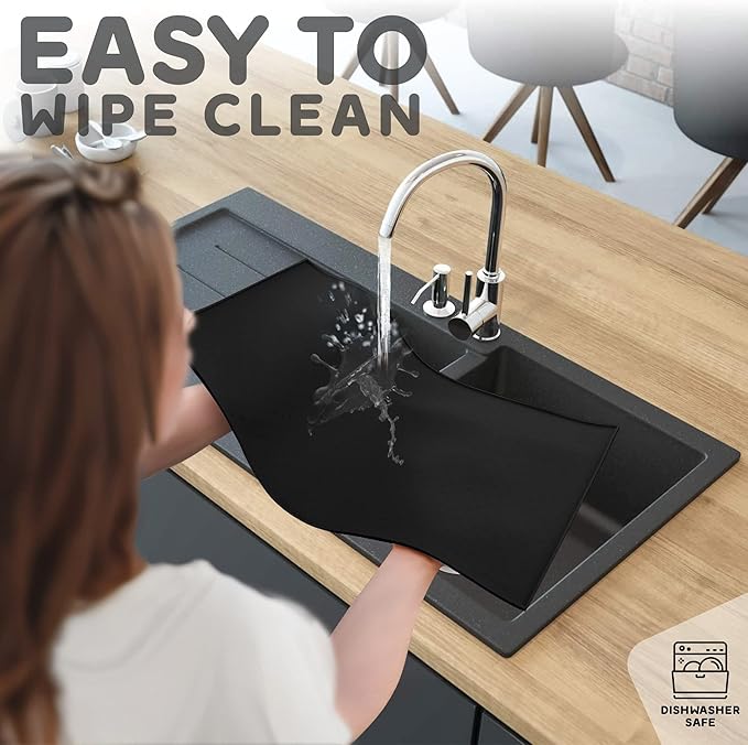 Dog Food Mat - 28x18 Raised Edges Dogs Mat for Food and Water Prevent Spill, Waterproof Cat Food Mats Protect Floors, Easy Clean Dog Bowl Mats for Food and Water, Silicone Pet Feeding Placemats