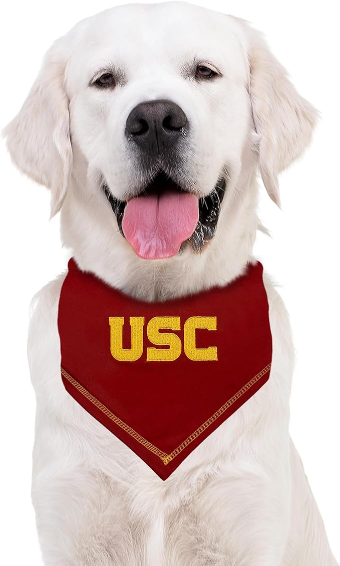 Pets First NCAA USC Trojans TIE Bandana, Size Small/Medium. Dog Bandana Scarf Bib for Pet Cat Dog. The Ultimate Game-Day, Party Bandana