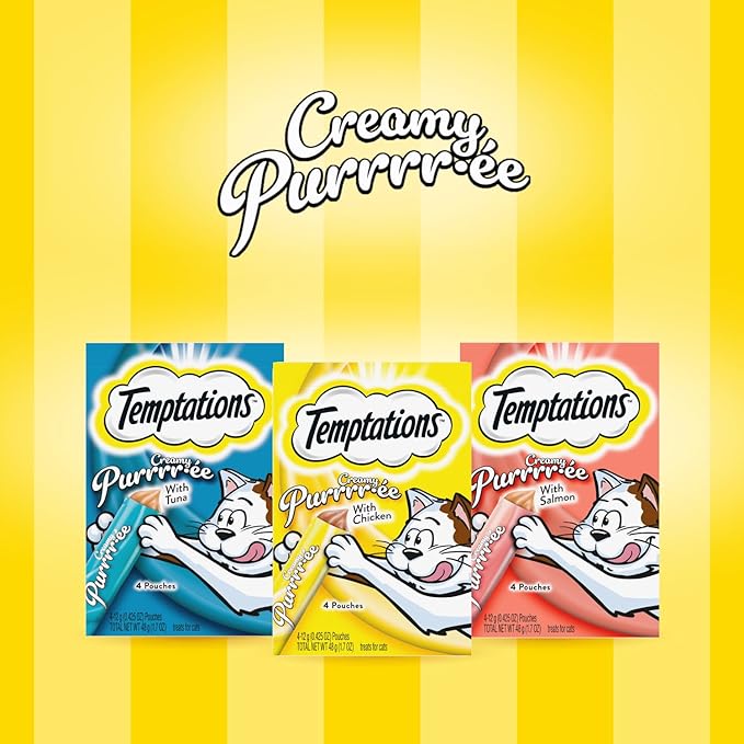 Temptations Creamy Puree Variety Pack of Squeezable Cat Treats, 0.42 oz. Tubes, 16 Count