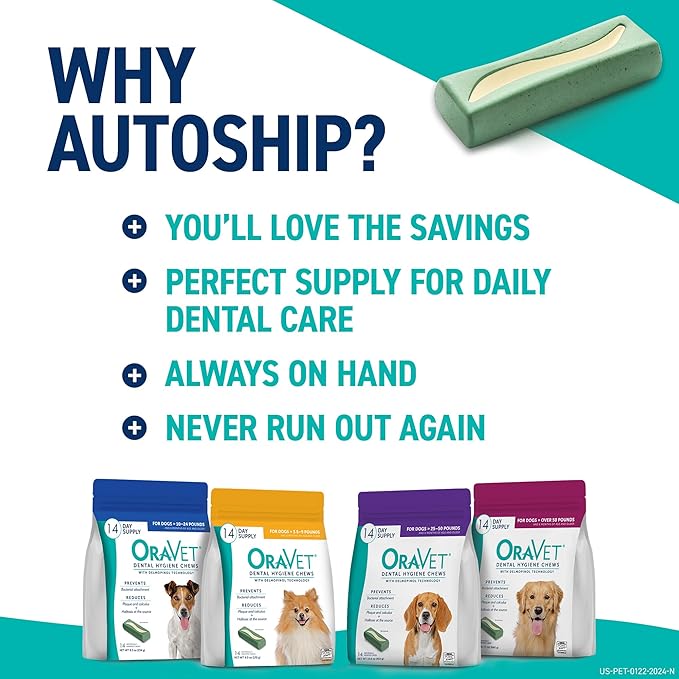 ORAVET Dental Chews for Dogs, Oral Care and Hygiene Chews (Large Dogs, Over 50 lbs.) Pink Pouch, 30 Count (Pack of 1)