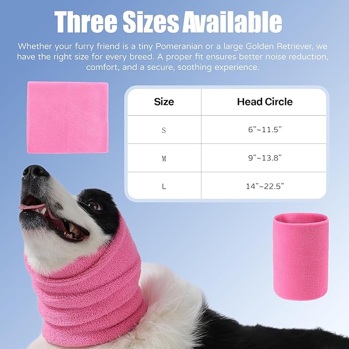 Dog & Cat Calming Band Cat Anxiety Relief Cover,Double Layer Thickened Pet Ears Elastic Neck Band Noise Cancelling Ear Muffs for Anxiety Relief/Noise Protection,Grooming,Thunder,Fireworks