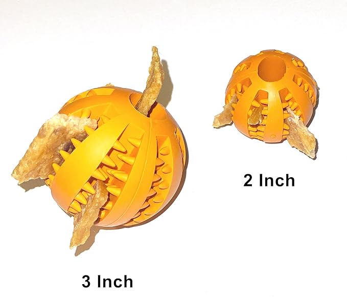 Jalousie Dog Puzzle Balls Cat Treat Dispensing Balls Non-Toxic Natural Rubber Pup Chew Toys for Puppy Pet Dog Teething Puzzle Playing Treat Dispenser Rope (Small 2 Pack Spike Ball)