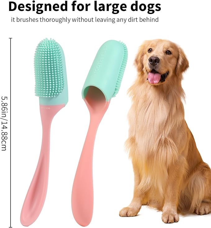 360° Finger Toothbrush for Dogs and Cats, 3 Pack Soft Silicone Pet Toothbrush, Gentle Dog Dental Care Finger Brush for Plaque Buildup and Fresh Breath