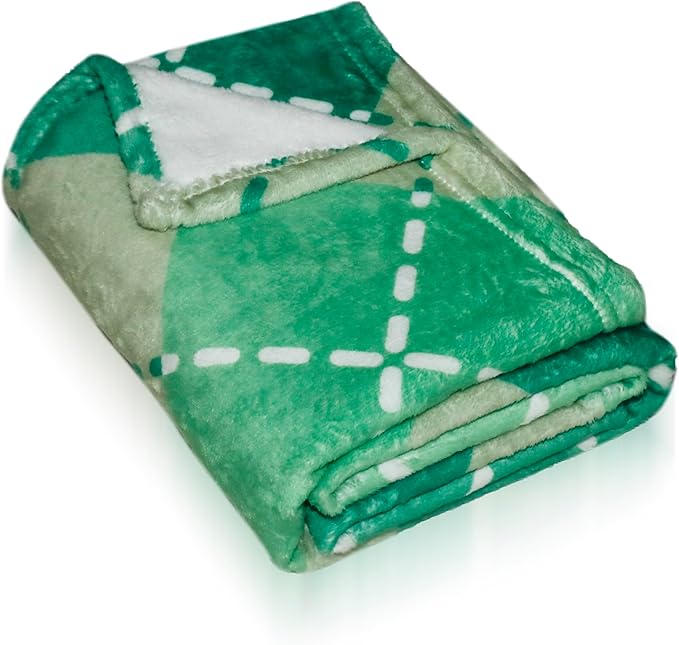 Premium Soft Dog Blanket - Brown Flannel Fleece - Paw Print - Small/Medium Dog, Puppy & Kitten,Green